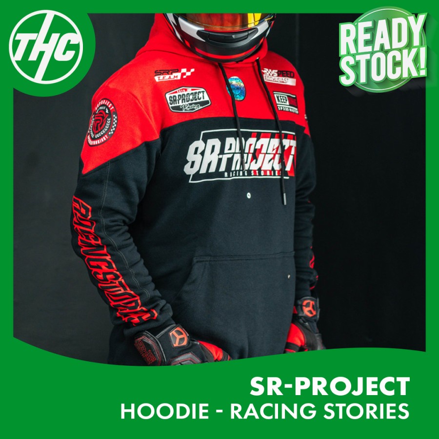 HOODIE SR-PROJECT " RACING STORIES ". BLACK RED
