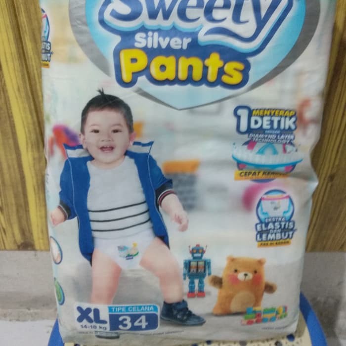 Pampers Sweety Silver Pants Popok bayi Celana XL34 XL 34 BOY GIRL