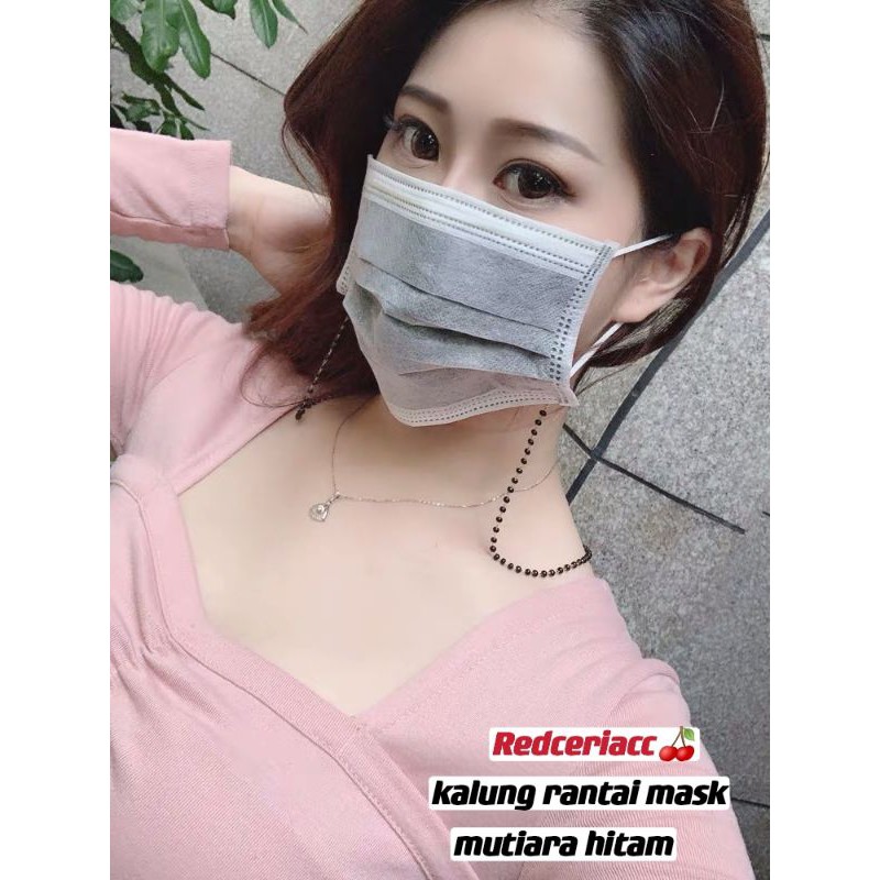 Tali masker kalung rantai mutiara gantungan masker