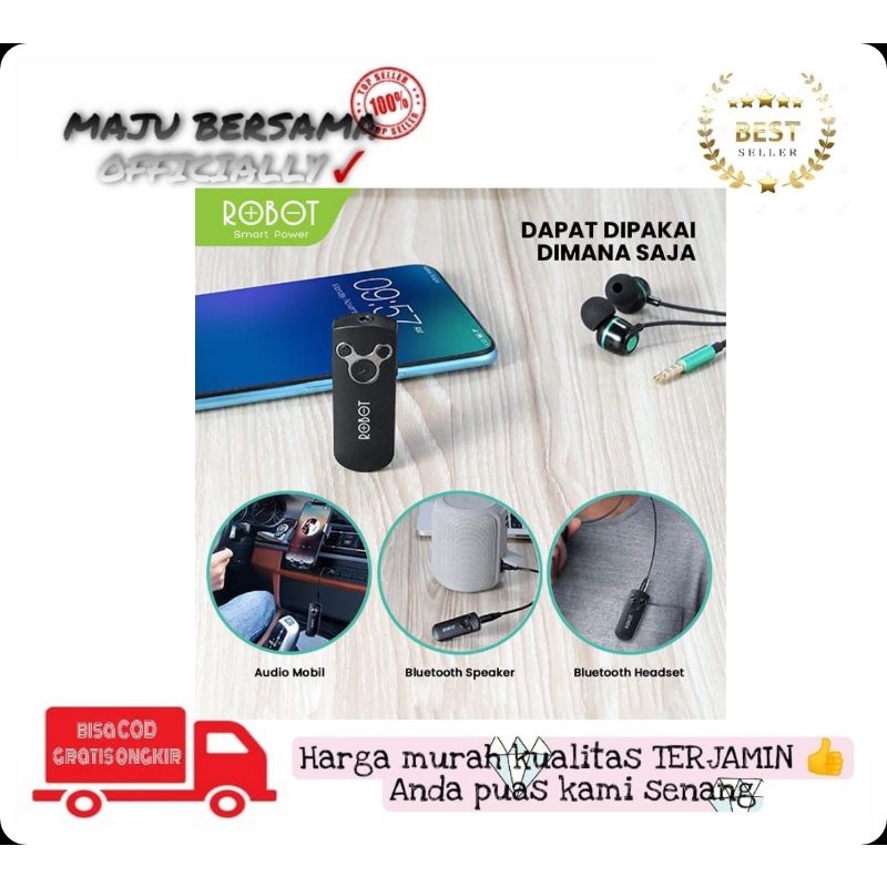 MB - Robot RS10 Receiver robot RS10 audio receiver bluetooth 5.0 for headset earphone compatible jac