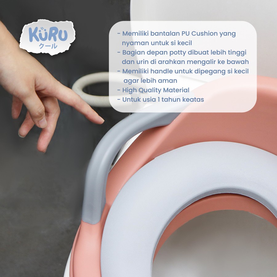 KURU Potty 8921 Training Rabbit Series - Pispot Anak Motif Kelinci || Kuru Baby Potty Seat 8857 with Handle - Alas Duduk Toilet Anak