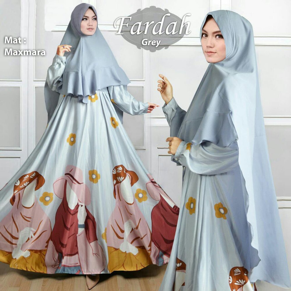 Baju Gamis Syari Jumbo Ukuran XXL Claudia Busui Warna Abu