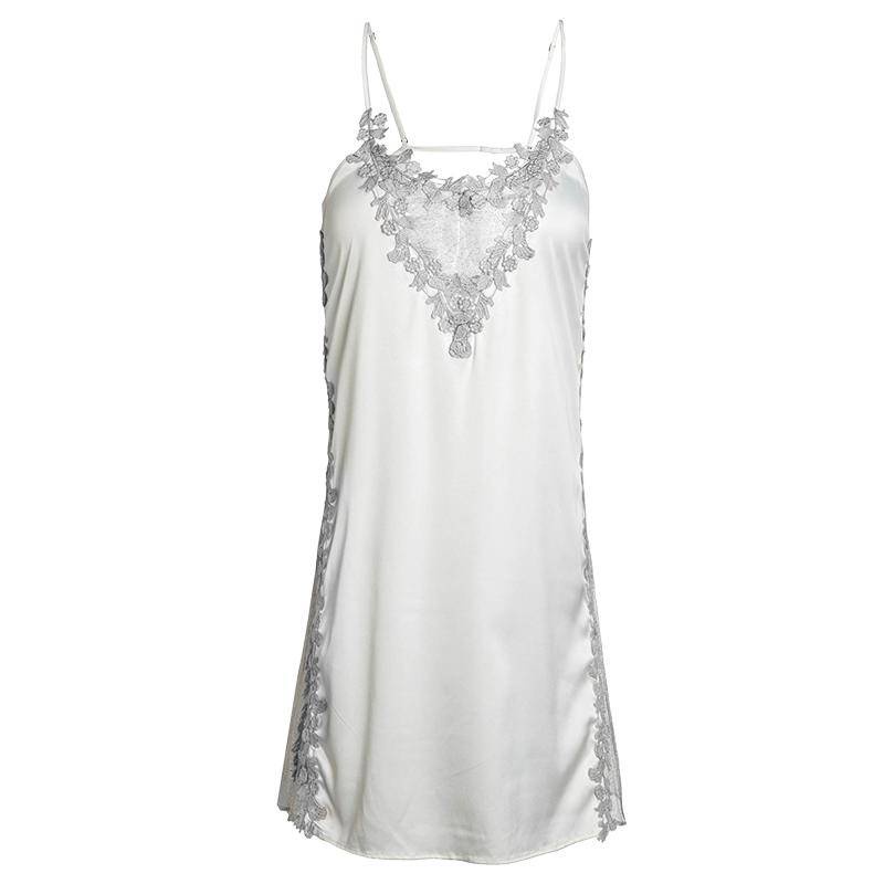 【Wetrose】Sexy Lingerie Ice Silk Suspender Women's Summer Pajamas Embroidery Lace Nightdress Babydoll