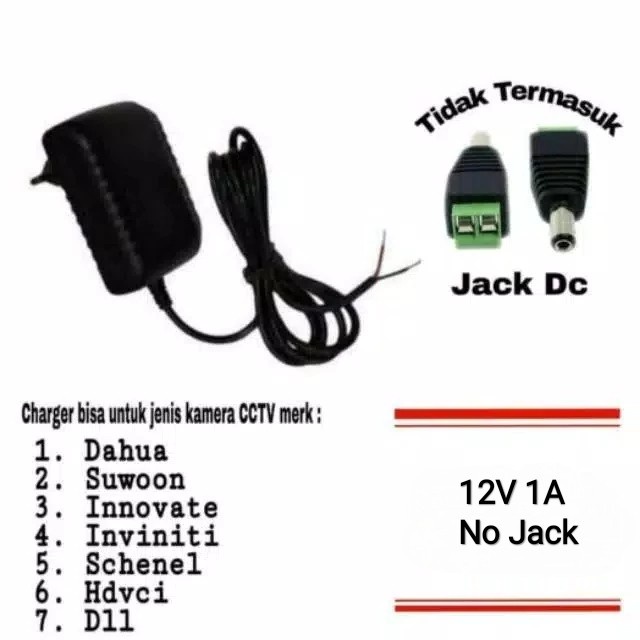 Adaptor CCTV / Hikvision / jg untuk LED strip 12V 1A - NO JACK + DUS