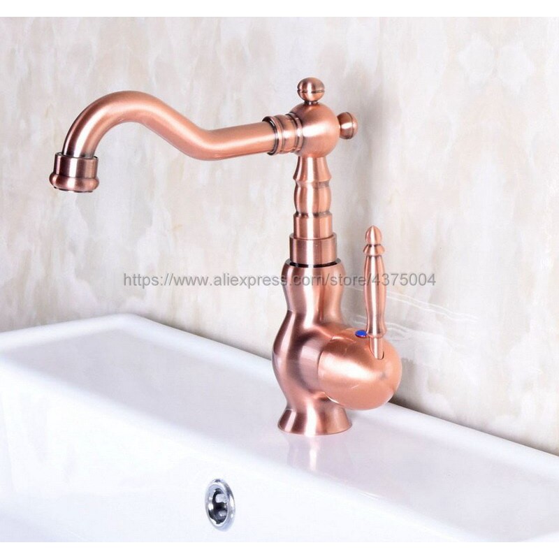 Bathroom Sink Faucet Cold And Hot Bathroom Faucet Antique Red Copper Water Mixer Tap Brass Basin | Shopee Indonesia