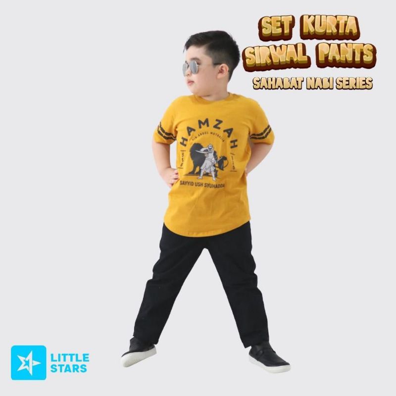 Afsheenastore Setelan Kurta Sirwal Pants By Little Stars (Usia 6 Sampai 8 Tahunh)
