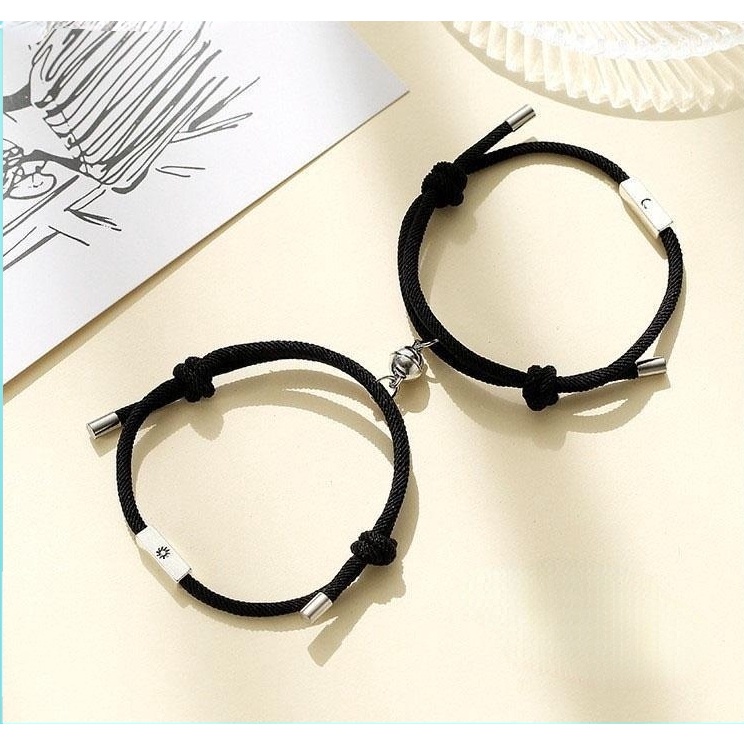 2 Pcs Gelang Magnetik Model Matahari Bulan Untuk Pasangan