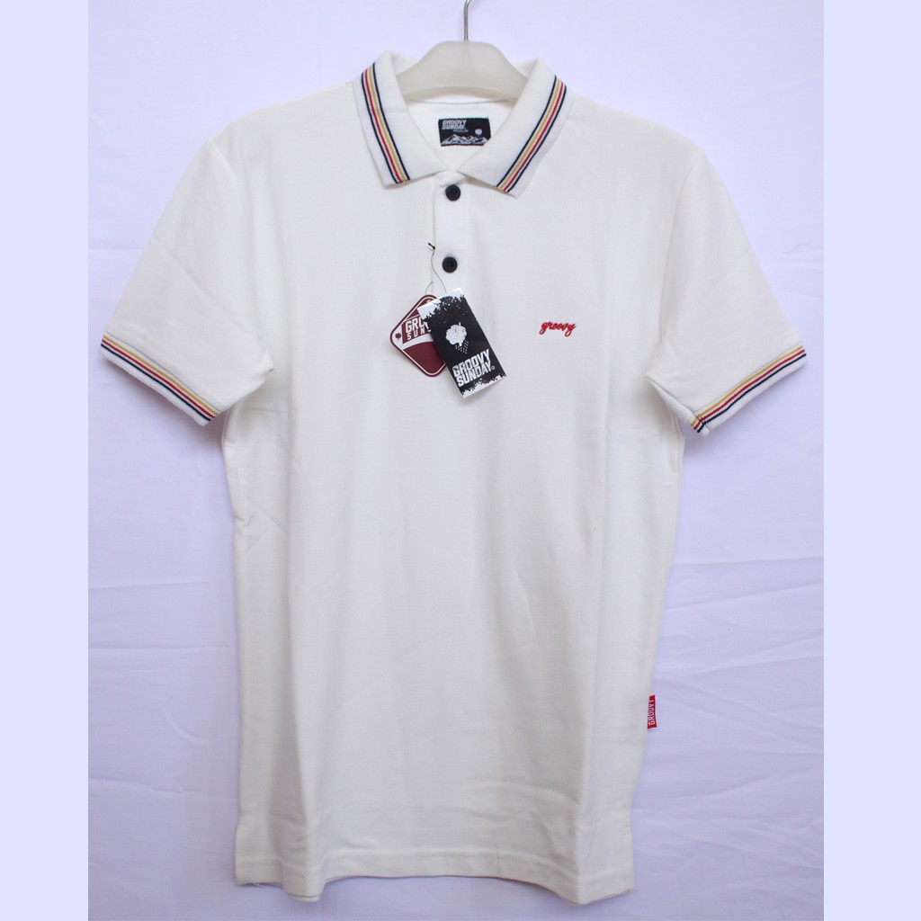 Kaos Polo T-Shirt Groovy Sunday - White