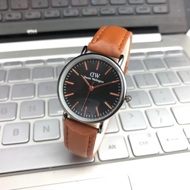 ［Ready Stock］Jam tangan couple kulit pria wanita jam polos fashion mural s1020-H-Cokelat muda kecil