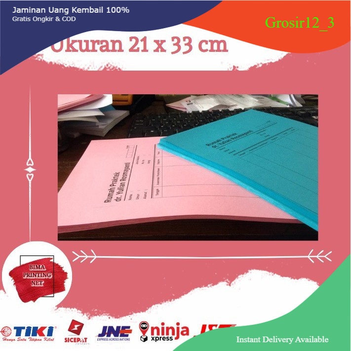 

Cetak Custom Kartu Rekam Medis Ukuran 21 x 33 cm Kertas Folio F4