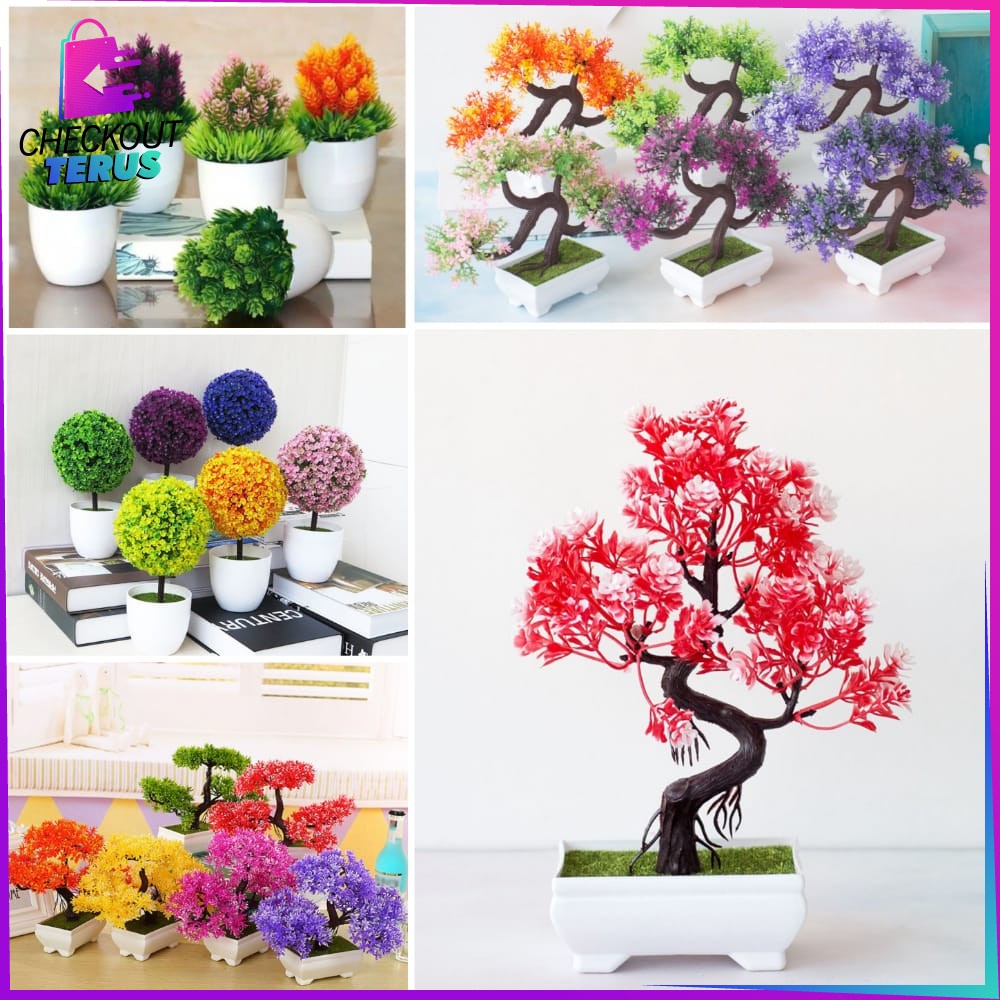 CT C28 32 Pajangan Pot Bonsai Dekorasi Tanaman Rumah Ornamen Pot Bonsai Tanaman Hias Plastik Murah Bunga Bonsai Plastik Hiasan Rumah