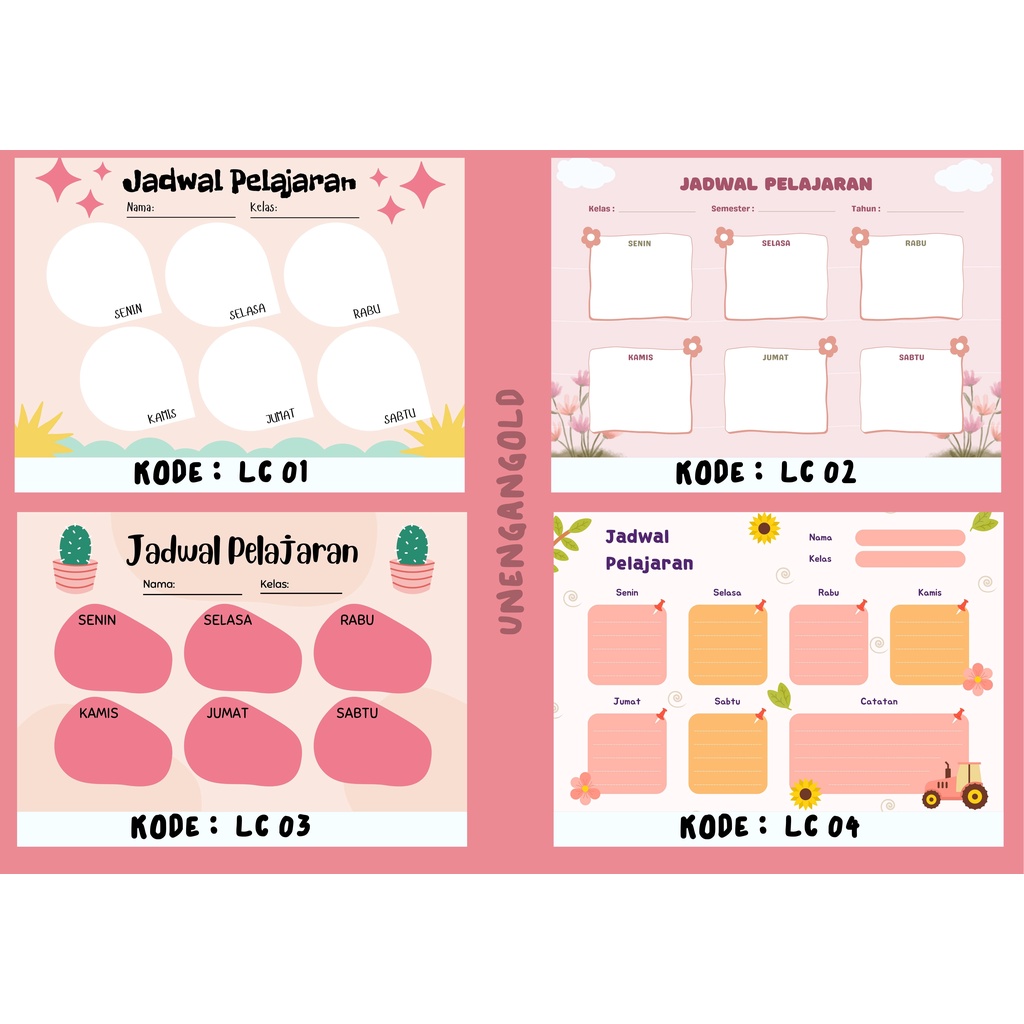 

Poster jadwal pelajaran sekolah aesthatic