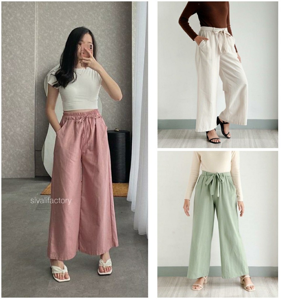 Celana Kulot wanita Rami Linen Yang Lagi Hits Terbaru Celana kulot import