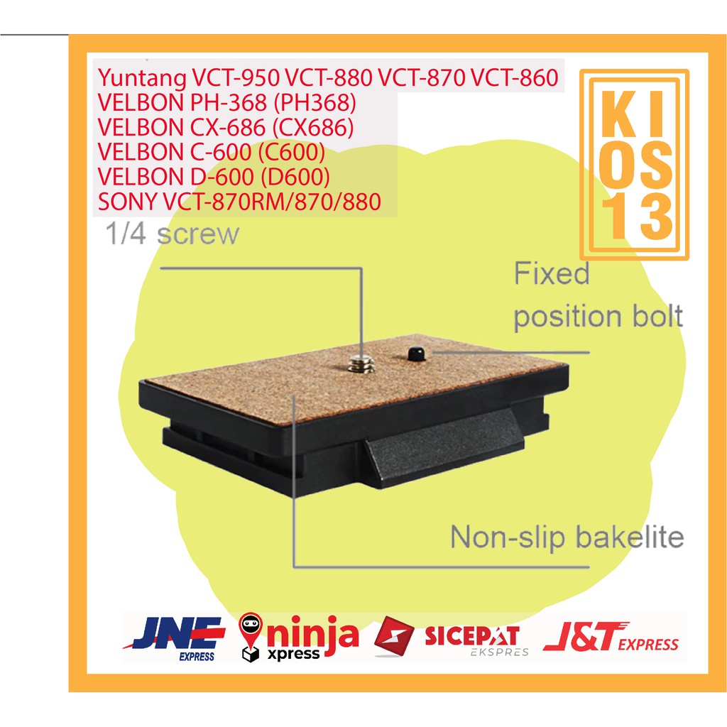 Quick Release Plate Plat dudukan Tripod Yunteng VCT-950 VCT-880 VCT-870 VCT-860 Velbon PH-368 PH-268