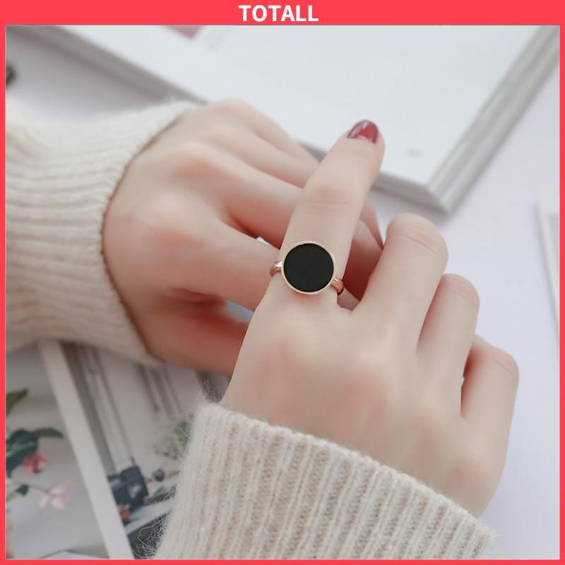 COD Cincin baja titanium mengkilap cangkang hitam bulat tidak memudar cincin peringatan perjalanan sederhana yang liar-Totall