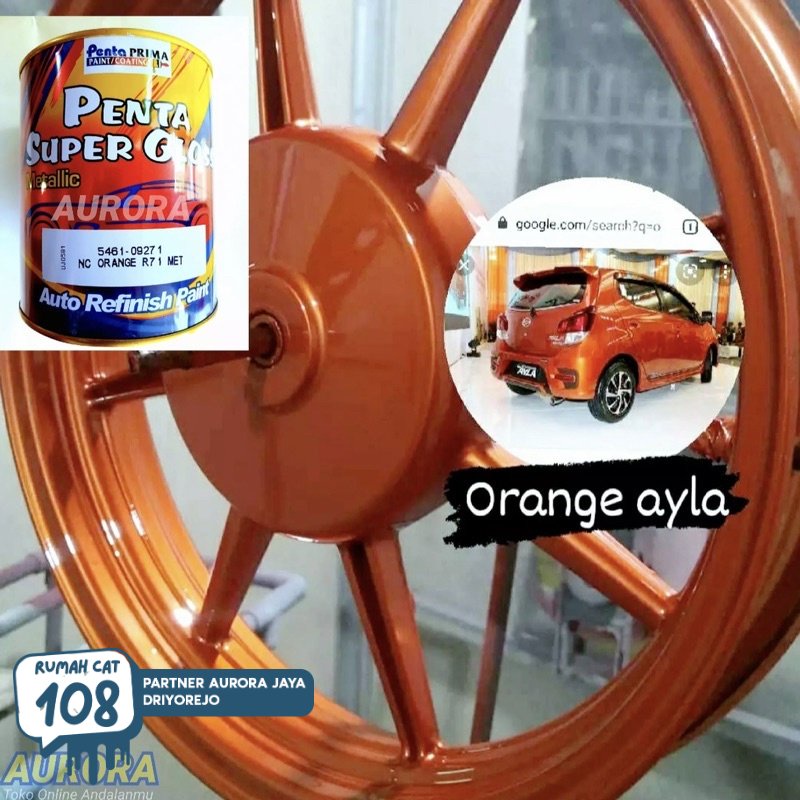 

Rumah Cat - PENTA SUPER GLOSS NC ORANGE R 71 MET 250ML ORANYE AYLA METALIK metallic metalic toyota agya daihatsu cat semprot motor mobil sepeda duco duko diko R71 | Rumah Cat Mobil dan Motol