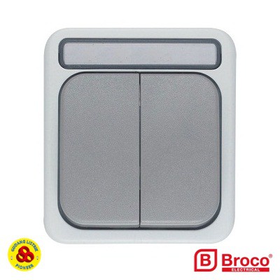 Broco Saklar 2G Weatherproof 2162 Atlantic Waterproof 2 Gang Switch