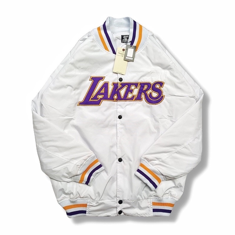 Varsity Jacket Started NBA LA Lakers White Purple