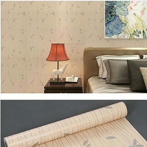 WALLPAPER DINDING / WALLPAPER STICKER WAVE COKLAT DAUN