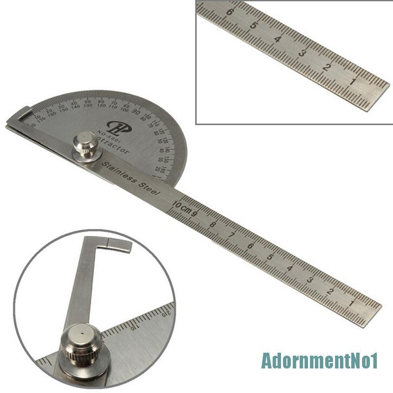 (AdornmentNo1) Busur Derajat Pengukur Sudut 0-180 Derajat Bahan Stainless Steel Ukuran 100mm