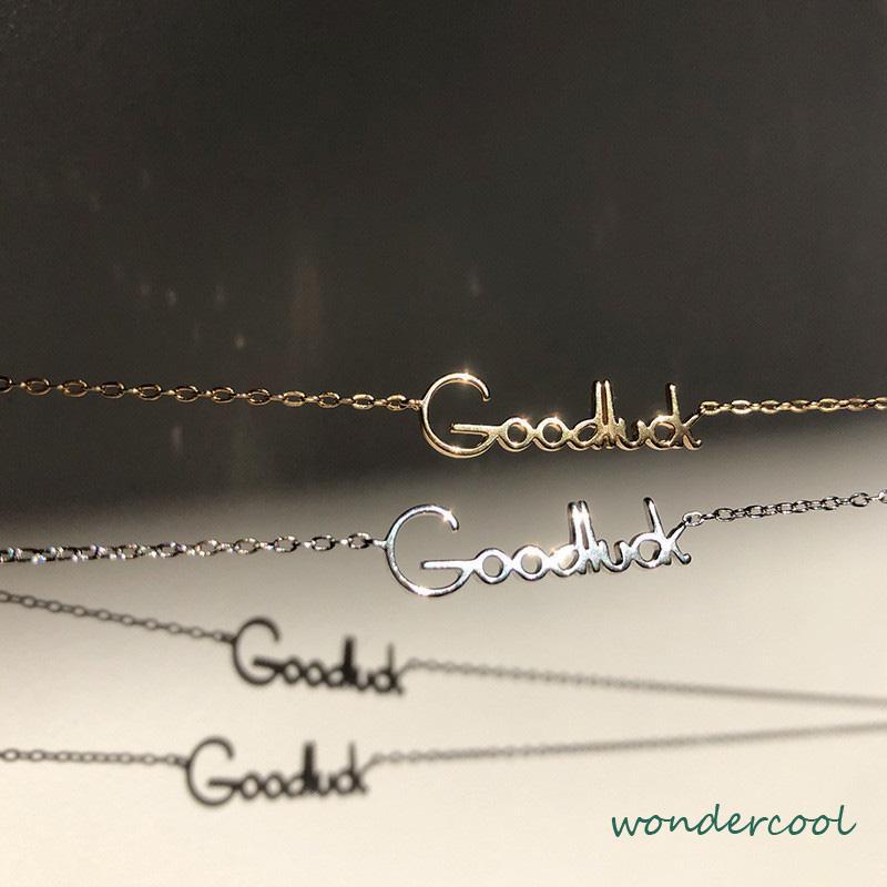 Keberuntungan Huruf Kalung Wanita Desain Niche Sederhana Temperamen Rantai Klavikula-Won