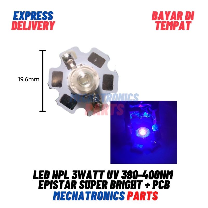 LED HPL 3WATT UV 390-400NM EPISTAR SUPER BRIGHT + PCB