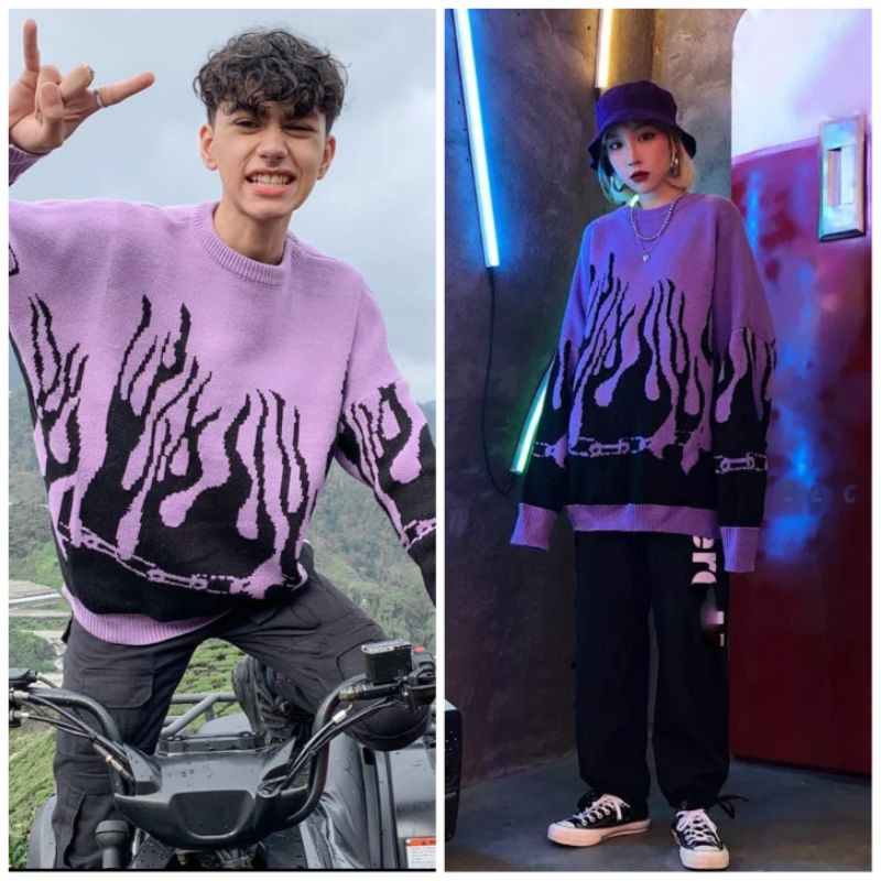 Sweater Rajutan Motif Api