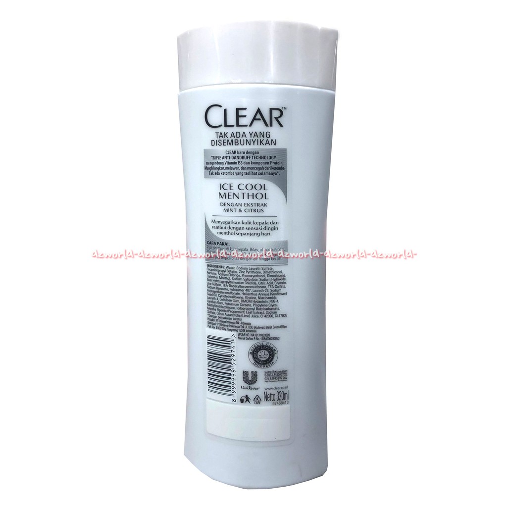 Clear Anti Dandruff Ice Menthol Soft Care Shampoo Ketombe 320ml