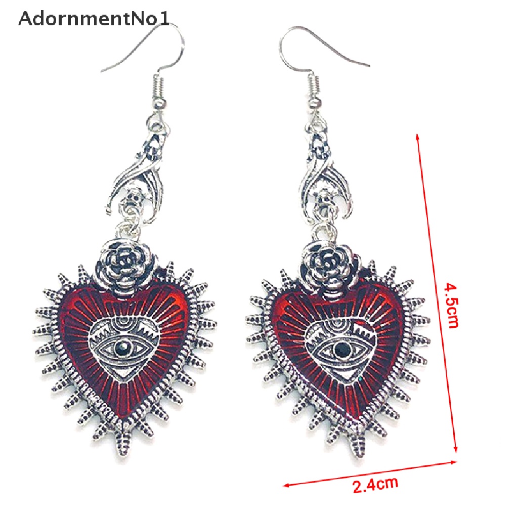 (AdornmentNo1) Anting Tusuk Gantung Desain Kelelawar / Mawar / Hati Gaya Gothic Untuk Wanita