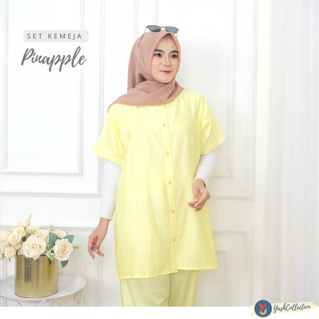 Baju Tidur Wanita Piyama Set Kemeja Cp Lengan Pendek Celana Panjang