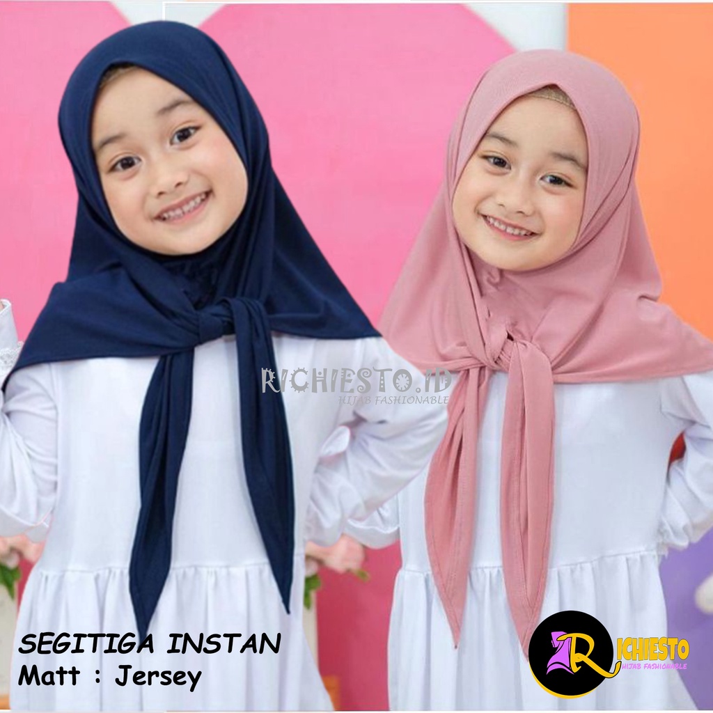 Jilbab Anak SEGITIGA Instan Usia 3-6 Tahun Hijab Anak Lucu Kerudung Pastan Anak Pashmina