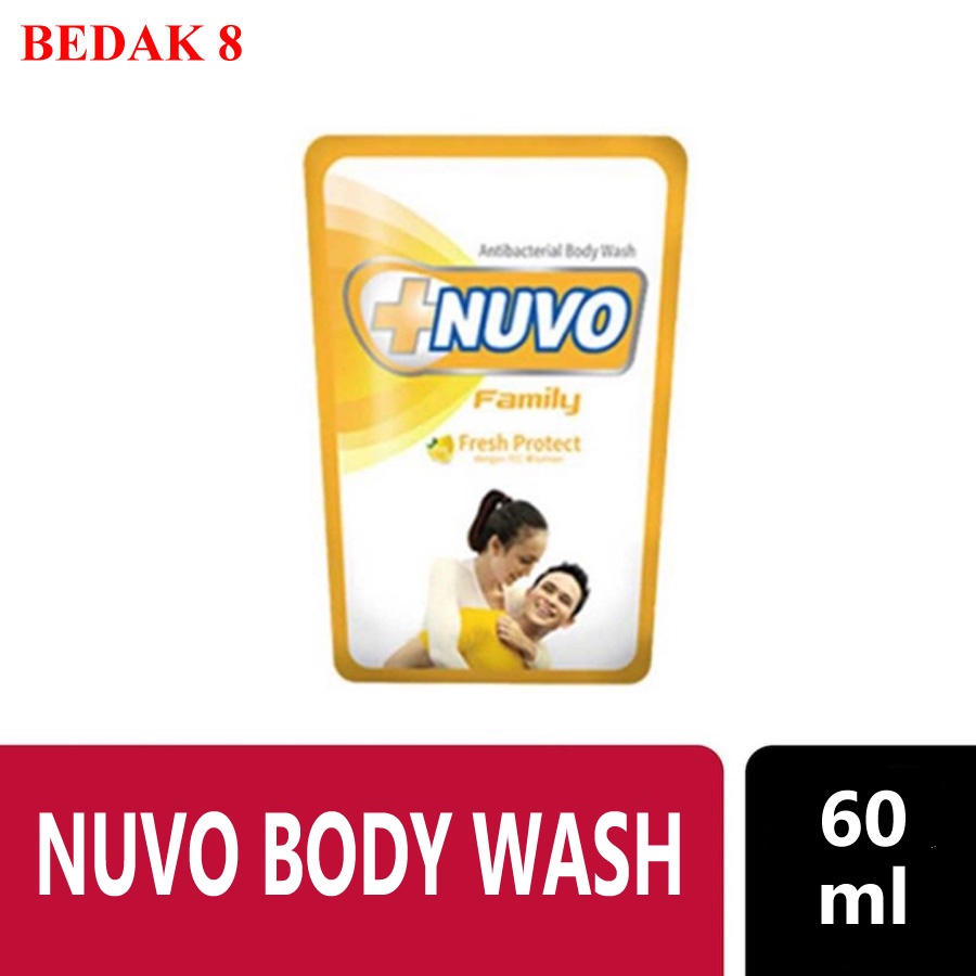 Nuvo Sabun Mandi Cair Anti Bakterial Pouch 60 ml/ Nuvo Body Wash Refil 60 ml