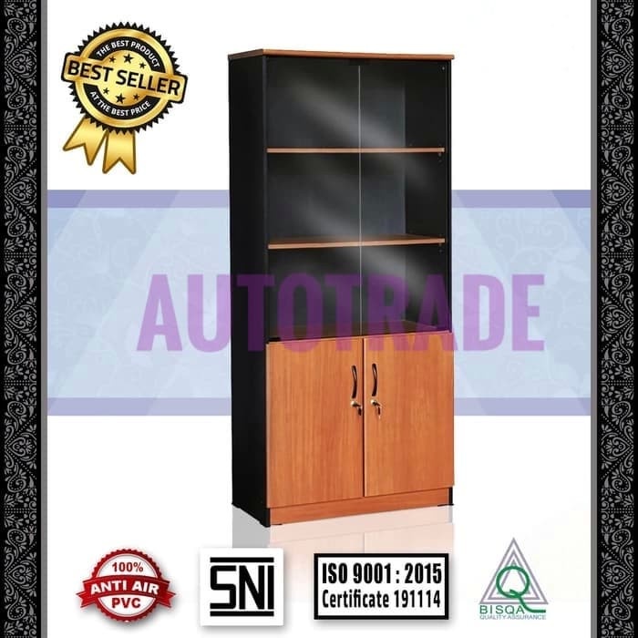 LEMARI ARSIP FILE DOKUMEN KACA 3 RAK 2 PINTU DENGAN KACA VIP BC 05