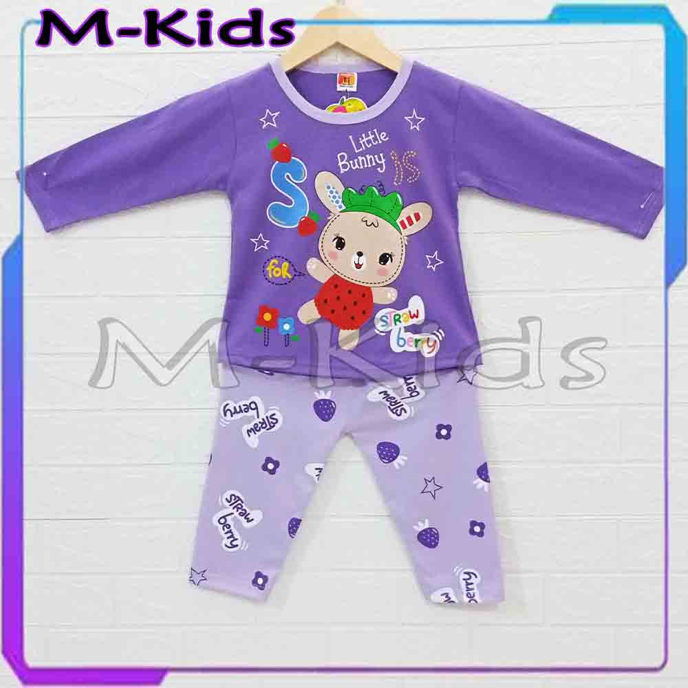 MKids88 - Baju Setelan Panjang KAOS Anak Perempuan Gambar Little Bunny / Kelinci