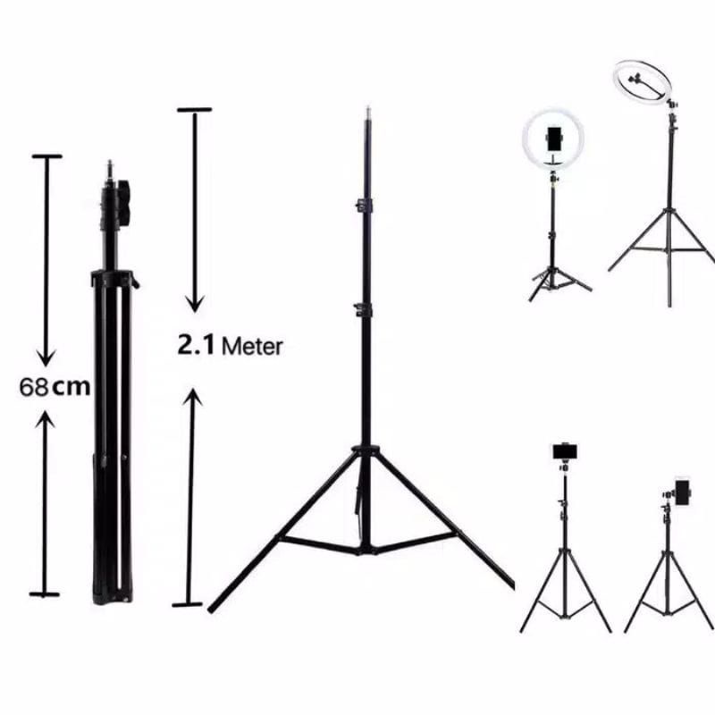 RINGLIGHT 26CM VLOG LIVE SELFIE + CAMERA TRIPOD 2,1 METER MULTIFUNGSI