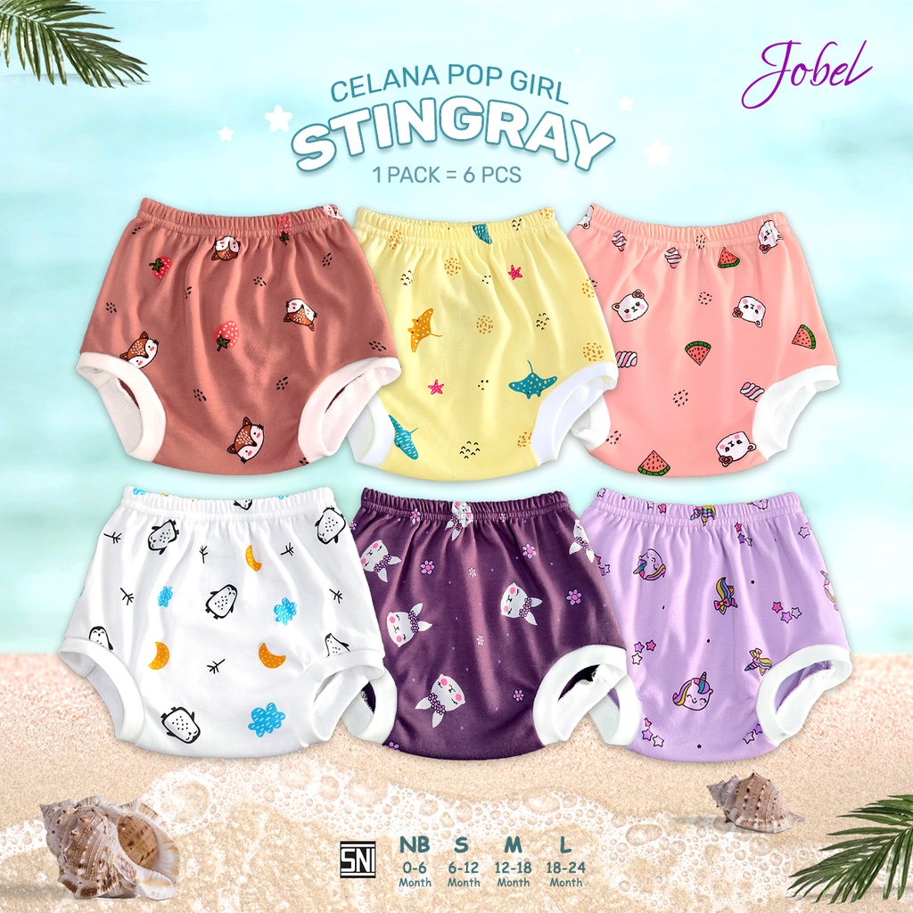 Jobel Celana Pop Bayi Anak 0-2 tahun 3Pcs / 6Pcs Celana Pop DONUT MONSTER Mouse Racoon Stingray Summer CBKS