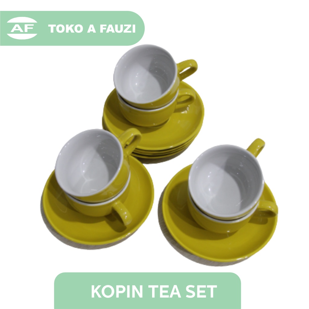 KOPIN TEA SET WARNA KUNING ISI 3 PASANG