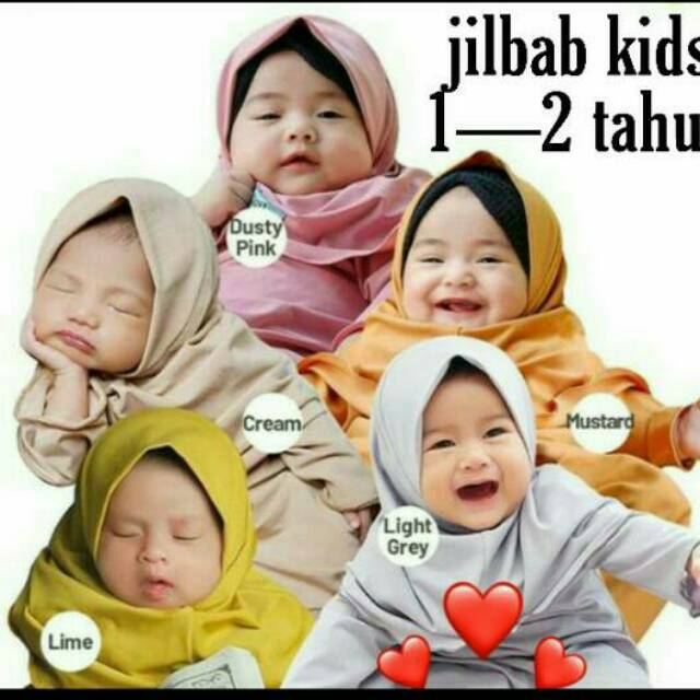 Jilbab anak yg bikin gemes bahan jersy super  1 sampe 2 thn