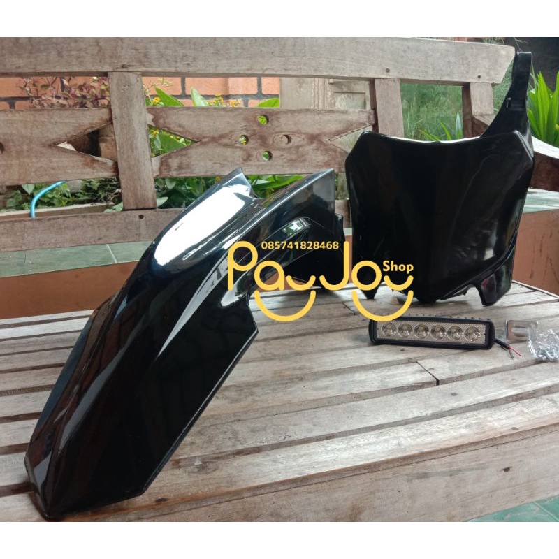 spakbor depan crf 150/250L set papan dan lampu pnp klx crf