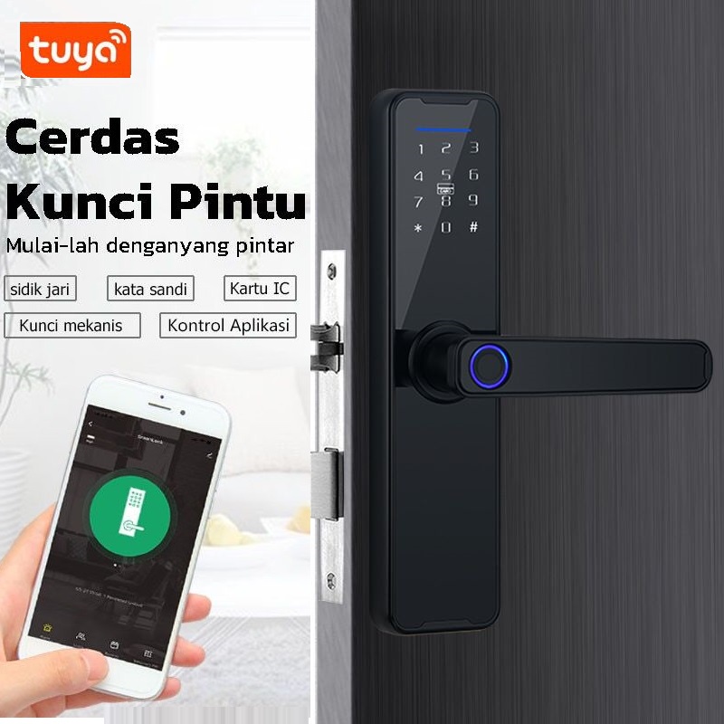 [SB] Smart Door Lock Digital Handle Kunci Pintu handle Sidik Jari Fingerprint Password - Smart Home smart door lock tuya