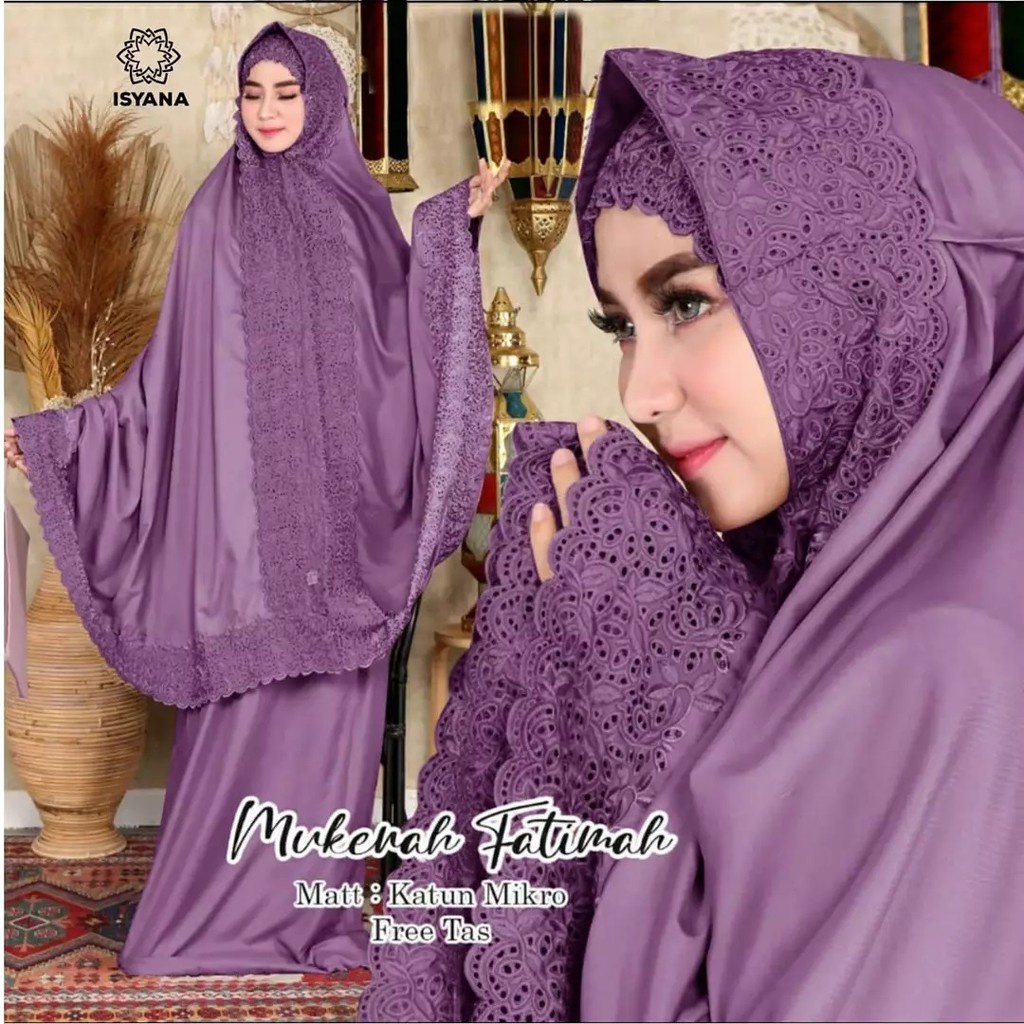 Mukenah Fatimah / Mukena Katun / Mukena Dewasa Fatimah Khadijah Full Bordir KD