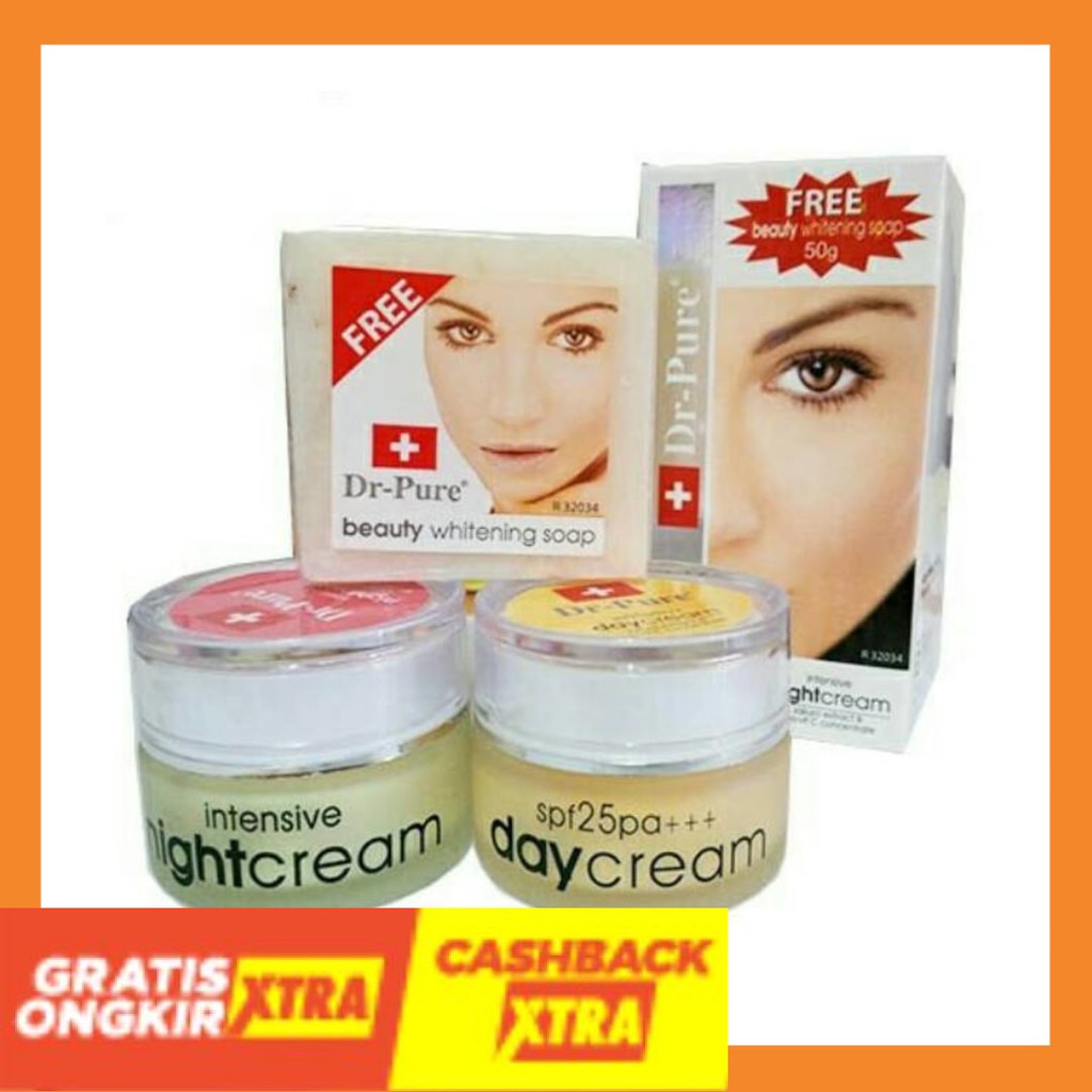 Paket Whitening Pemutih DR PURE SET CREAM SIANG DAN MALAM +SABUN Pembersih paling Ampuh BPOM