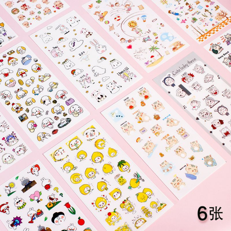 

6 Lembar (Satu Set) Sticker Berkarakter Lucu