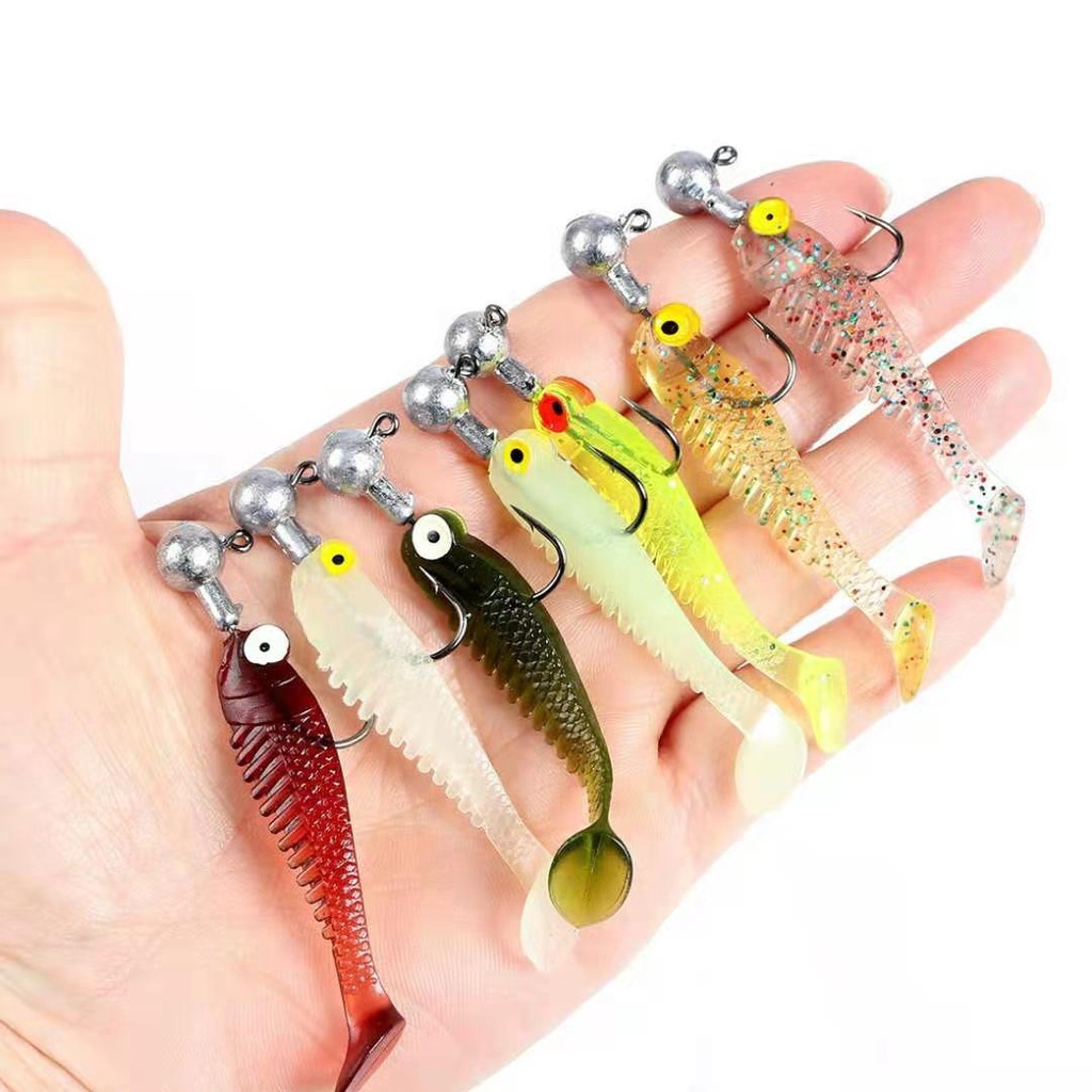 Crankbait Mandarin Fish Umpan Mulut Panjang Ikan Jenis Umpan Lembut 5cm 1.2g Silikon Mata Besar T Ekor Simulasi Air Asin Paddle Tail Lure Bionic Luminous Ikan Kecil Segar Laut Tengger Berenang