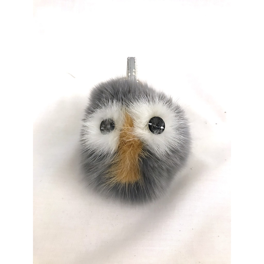 Fendi Fur Bag Charm Monster Diamond Grey Abu Gantungan Tas Tassle