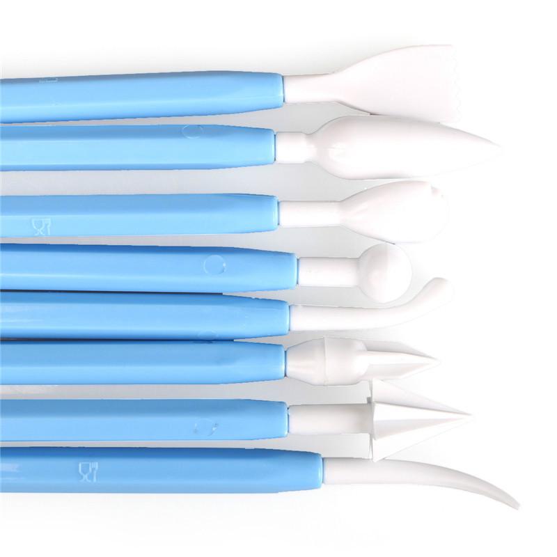 8pcs/Set Fondant Cake Decorating Pen Mixed Shape Modeling Plunger Cutters Fondant Cookie Sculpture Baking Tool