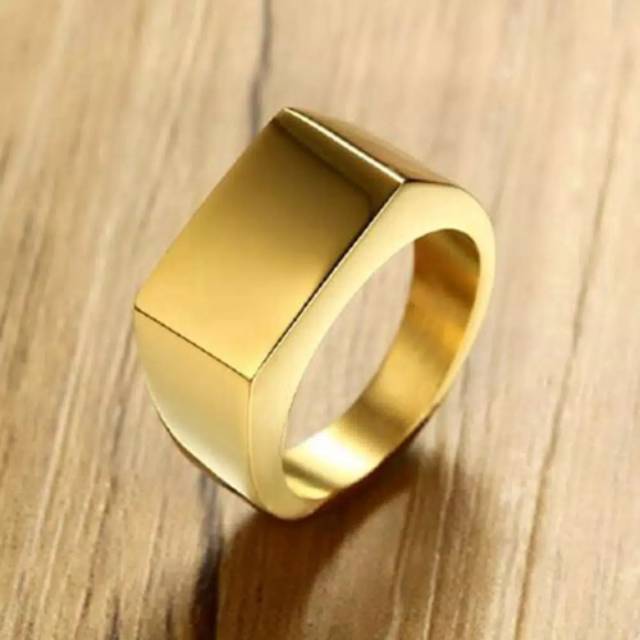 cincin pria motif kotak bahan campuran logam