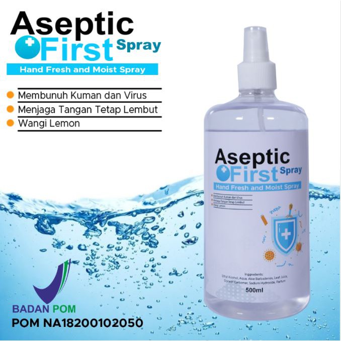 HAND SANITIZER CAIR REFILL 1 LITER ASEPTIC FIRST SPRAY ANTIVIRUS BACTERIAL ECER GROSIR