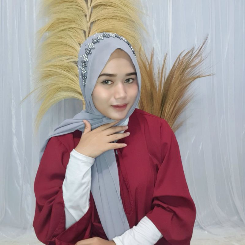 Hijab Pashmina Payet Wajik Mutiara Wajik Tabur || Pasmina Instan Tali Payet Mutiara Wajik Full Kepal