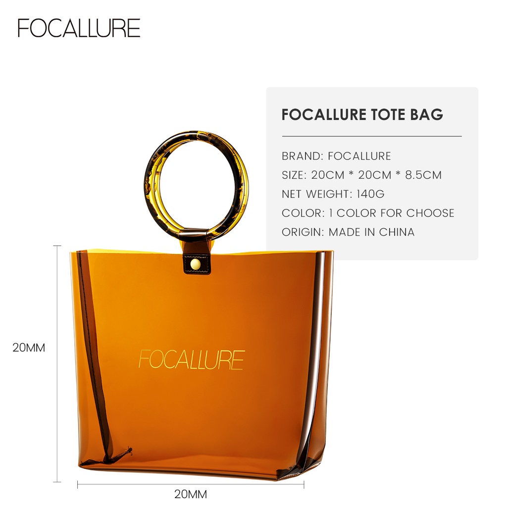 FOCALLURE #AmberGold PVC High Quality Beauty Bag Waterproof Travel Cosmetics Tote Bag